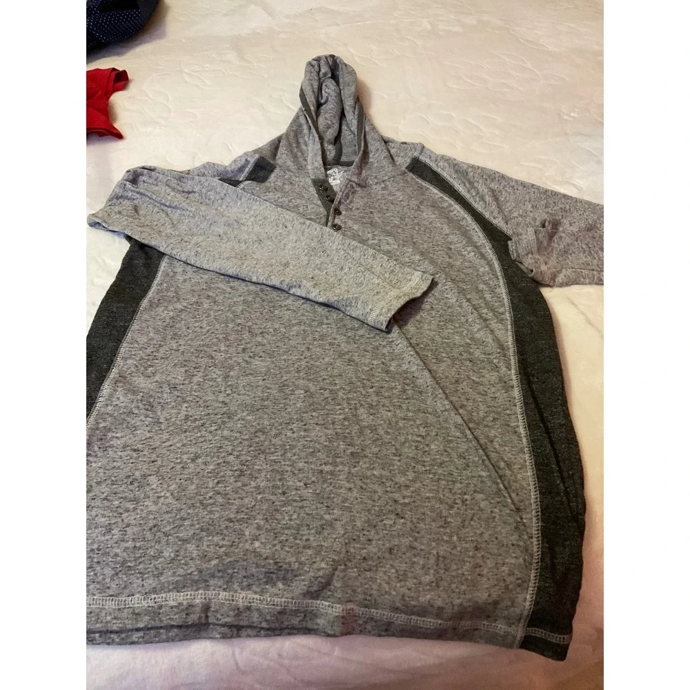 Red Camel Boys XL Henley Hoodie Heather Grey Charcoal Long Sleeve Pullover Shirt